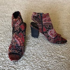 Paisley Open-Toe Booties